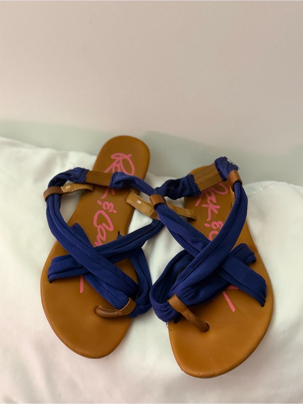 Women’s Navy Fabric Wrap Sandals - Brand: Rock & Candy